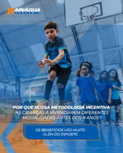 Criança praticando esportes na infância na Kainágua
